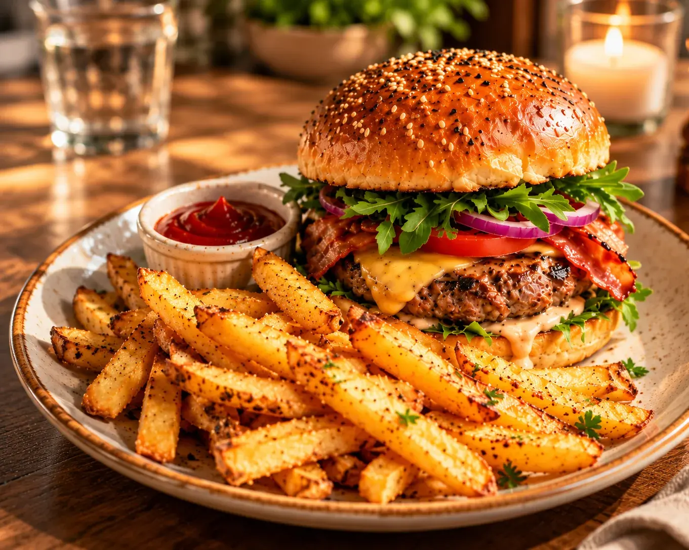 Burger s hranolkami po vylepšení AI